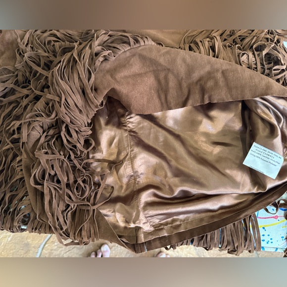 Stetson Suede Leather Fringe Skirt Brown Boho Western NWT $360 SZ 10 - Picture 13 of 14